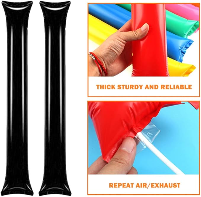 Lovecheer 50PCS Thunder Sticks Thicken Cheering Sticks Plastic Inflatable Noise Makers for Sports Team Spirit Party