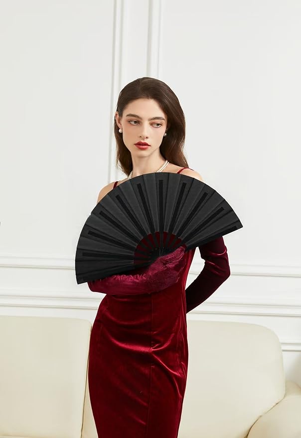 Huralona 5 Pack Large Folding Hand Clap Fan Fabric Rave Popping Fans Chinese Kung Fu Tai Chi Hand Fan Festival Dance Gift Performance Decorations (10 Pack-Purple)