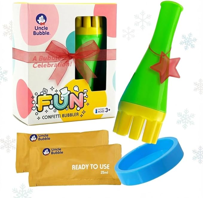 Uncle Bubble Eco Mini Bubble Blower - Plastic Reduction Version! Create Thousands of Mini Bubbles with Just One Breath! Perfect for Toddlers!