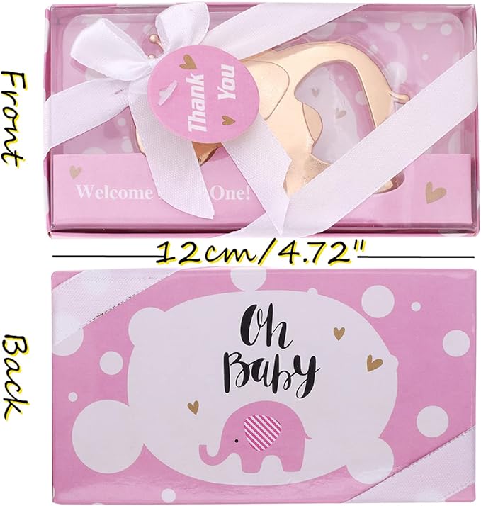 16PCS Baby Shower Party Favor for Guests Crown Elephant Bottle Opener Baby Shower Return Gifts Baby Baptism Birthday Party Decor Gender Reveal Party Supplies (Pink Crown Elephant, 16)