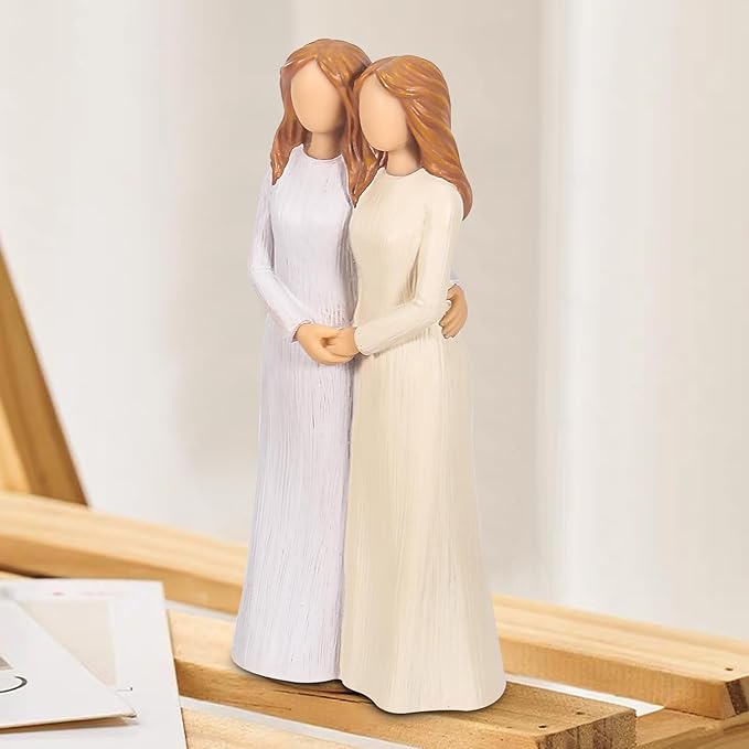 Sister Figurines, Love My Sisters Friends Forever, 2 Women 6.2” Sculpted Hand-Painted Figures Gifts for Christmas Birthday (Sister)