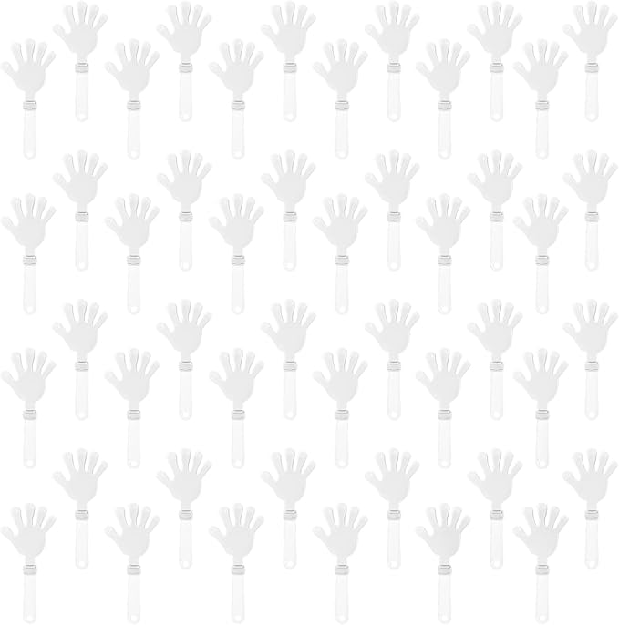 100 Pcs White Hand Clappers 7.5 Inch Clappers Noisemakers Noise Makers Party Favors Plastic Party Clapper for Sporting Events Cheers Ball Dance Basketball Football Noisemakers （White）