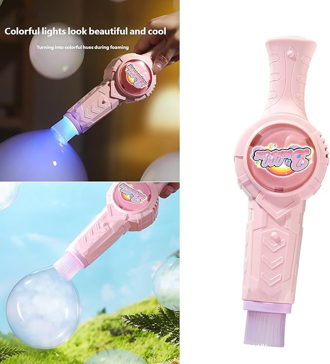 Puffpop Bubble Maker, Rechargeable Bubble Blower Machine with Gloves, Elastic Bubbles Fog Wand, Colorful Lights & Music, Bubbles Fog Game for Parties, Beaches Summer