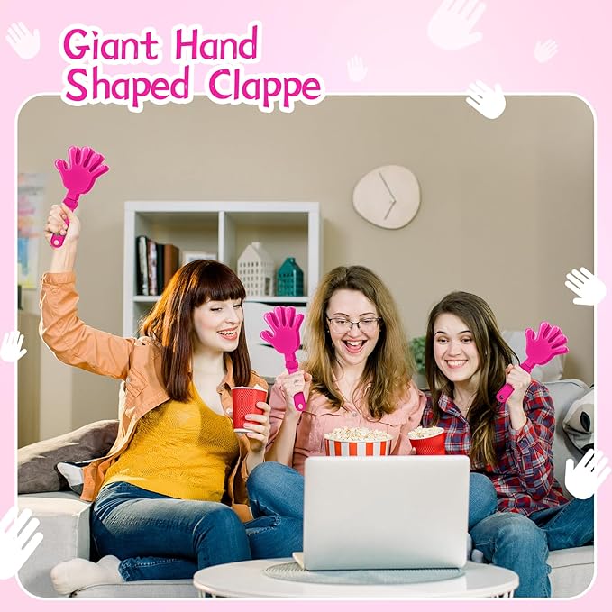 100 Pcs Hot Pink Hand Clappers 7.5 Inch Clappers Noisemakers Noise Makers Party Favors Plastic Party Clapper for Sporting Events Cheers Ball Dance Basketball Football Noisemakers（Hot Pink）