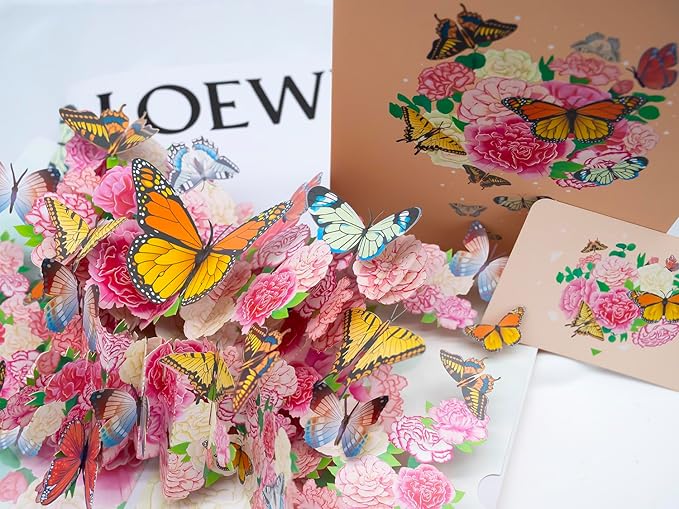 Butterfly Flower Pop Up Card, 3D Butterflies Flowers Garden Anniversary Valentine's Day Popup Cards, Thank You, Happy Birthday Greeting Card for Mom, for Wife, for Daughter, for Sister