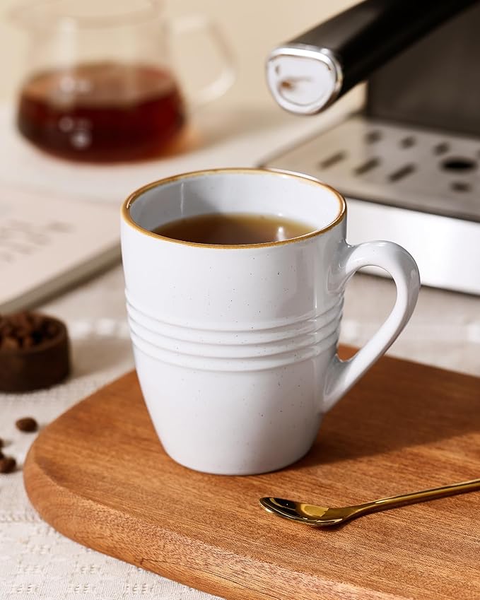 famiware Jupiter Coffee Mugs Set of 6, 13 oz Coffee Mug, Microwave and Dishwasher Safe, Coffee Cups with Handle for Coffee, Tea, Cocoa, Milk, White