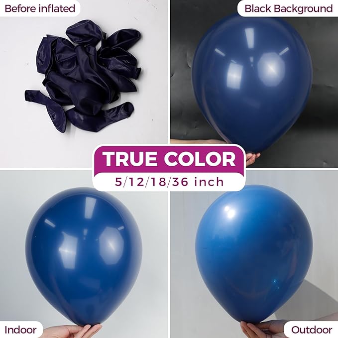 Bezente Navy Blue Latex Party Balloons, 100 Pack 12 inch Round Helium Navy Balloons for Wedding Graduation Birthday Party Backdrop Decorations