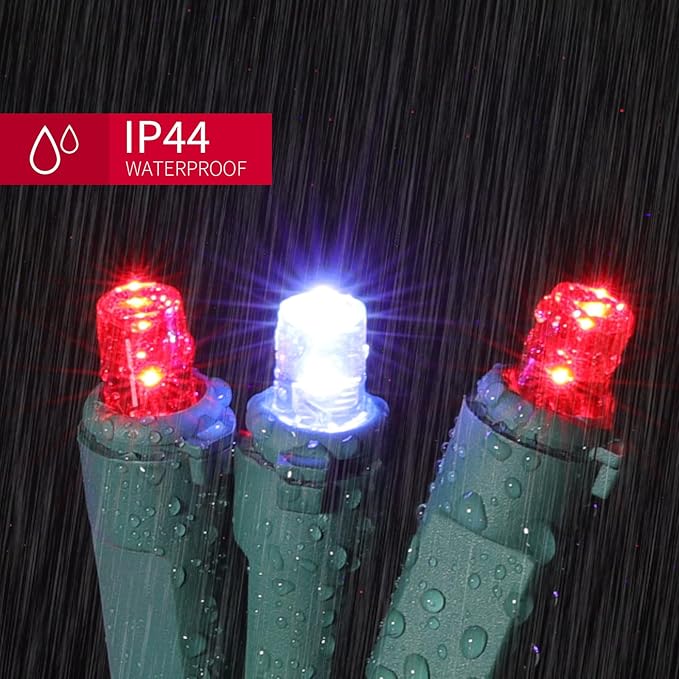 LAMPHOME 100 Count RED and White - String Lights - 21.6FT LED Christmas Lights, Mini led Lights for Indoor Outdoor Home Holiday Party Wedding Independence Day Decoration