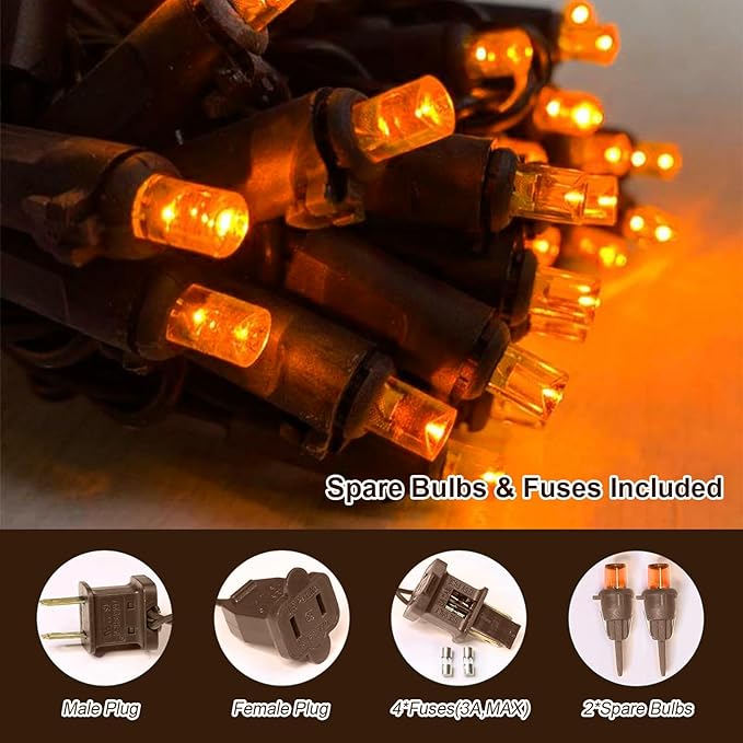 LAMPHOME Orange Halloween Lights- 21.6FT100 LED Christmas Lights, Mini led String Light for Indoor Outdoor Home Holiday Party Wedding Independence Day Decoration