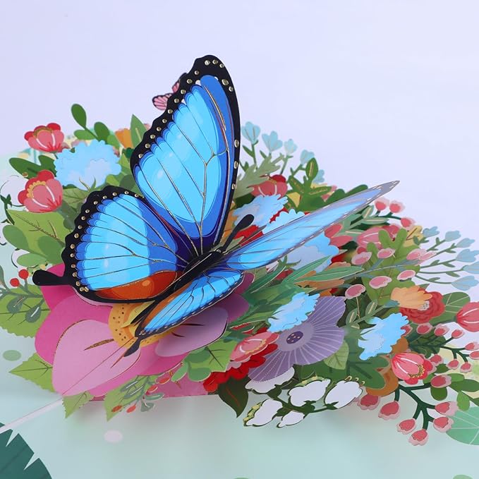3D Butterfly Greeting Cards, Flowers Pop Up Birthday Cards, for Mom, Sister, Grandmother, Wife, Daughter, and other women, with envelope