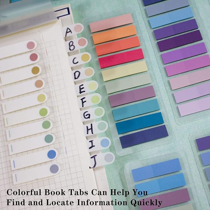 ELII 1600pcs Books Tabs for Annotating,Sticky Tabs Clear Sticky Notes, Page Markers for Notebooks, Multi-Colored Writable and Repositionable Book Flags