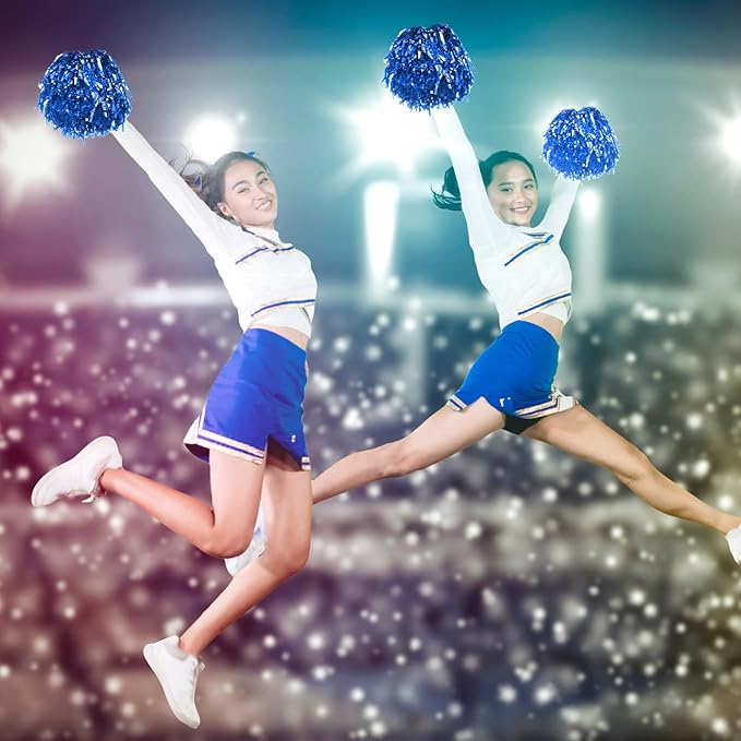 Yunsailing 96 Pcs Homecoming Noisemakers Team Spirit Accessories for Game Day Include Hand Clappers Cheerleading Pom Pom Thunder Stick Cheer Party Blower Plastic Whistle for Sport Fans(Blue)