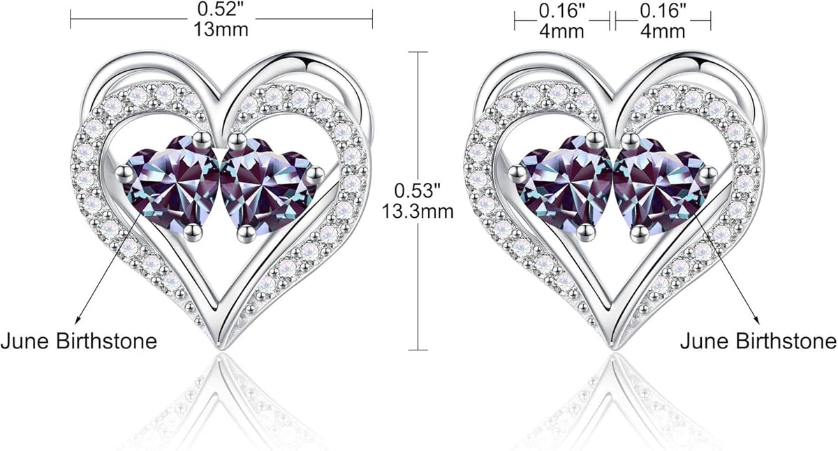Iefil Valentines Day Gifts for Her - 925 Sterling Silver Birthstone Earrings, Anniversary Birthday Gifts for Women Wife Girlfriend Mom