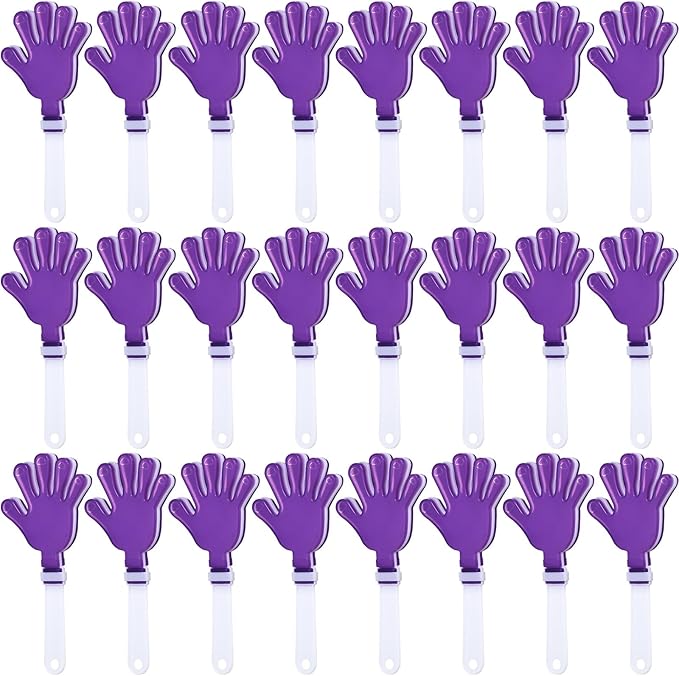 24 Pcs Hand Clappers 7.5 Inch Plastic Clappers Noisemakers Party Favors Clapping Noise Maker Birthdays Game Prizes Classroom Rewards Football Sporting Events Cheers Supplies (Purple,White)