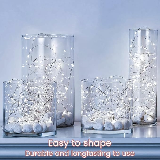 Yiaht 12 Pack Fairy Lights Battery Operated String Lights 7 Feet 20 Led Waterproof Christmas Lights Silver Wire Firefly Starry Moon Lights for Bedroom DIY Party Wedding Patio Christmas White