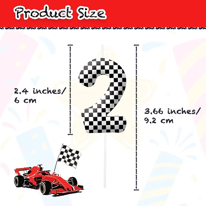 Racing Cars Number 20 Birthday Candles, Black White Checkered Flag Themed Cake Topper for Boys Girls, Cake Decorations for Birthdays, Race Car Theme Party Supplies, Candles for Party Decorations