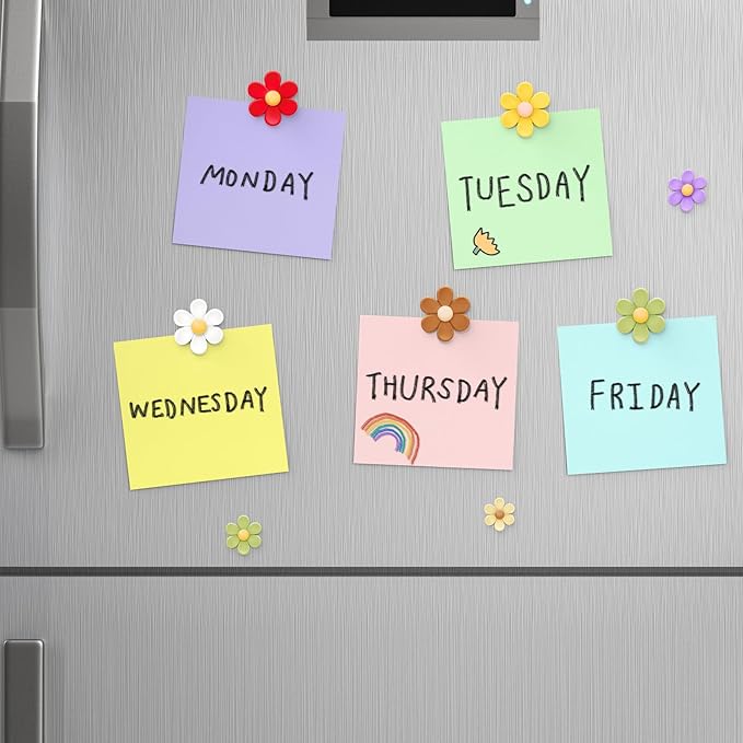 20 Pcs 3D Flower Fridge Magnets, 0.8 Inch Cute Fridge Magnets, Colorful Refrigerator Decorative Magnet for Whiteboard Locker Cabinet (Small)