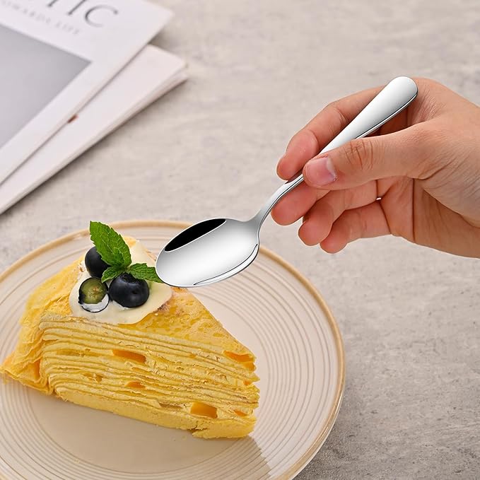 4.7 Inch Tea & Coffee Spoons,Set Of 8 Stainless Steel Espresso Spoons,Dishwasher Safe Small Spoon For Dessert Cake,Durable Metal Mini Spoon