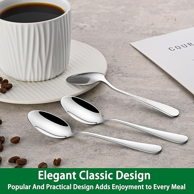 4.7 Inch Tea & Coffee Spoons,Set Of 8 Stainless Steel Espresso Spoons,Dishwasher Safe Small Spoon For Dessert Cake,Durable Metal Mini Spoon