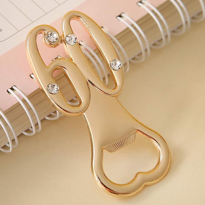 PARTYGOGO Set of 12 Creative Bottle Openers for 60th Birthday Party Favors or 60th Wedding Anniversary Party Gifts 60 Birthday Party Favors Souvenirs Decorations for Guests(12,Gold 60th)