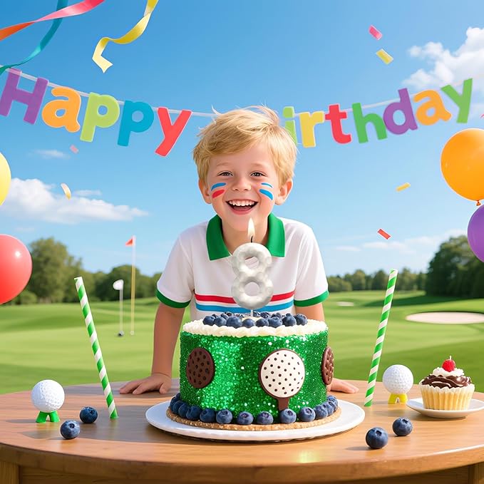 Golf Number 7 Birthday Candles, Golf Themed Cake Topper for Boys Girls, Cake Decorations for Birthdays, Sports Theme Party Supplies, Candles for Party Decorations