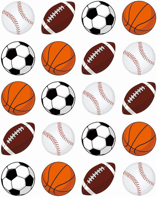 Zonon 500 Pieces Sports Balls Stickers Basketball Football Baseball Soccer Mixed Foam Sports Stickers for Scrapbooking Sunday Game Day Supplies Ball Themed Party Decorations for Birthday Party