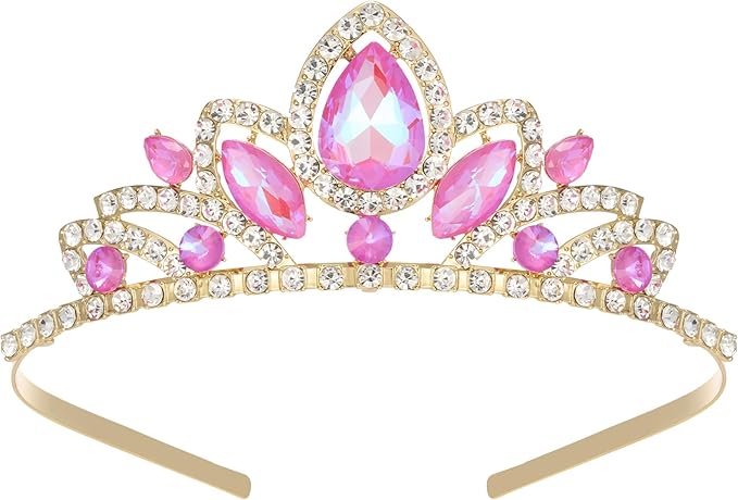 SWEETV Princess Tiara for Little Girls,Tiara Crown Headband Birthday Party Prom Costume Accessories Gift Toddler Kids Baby