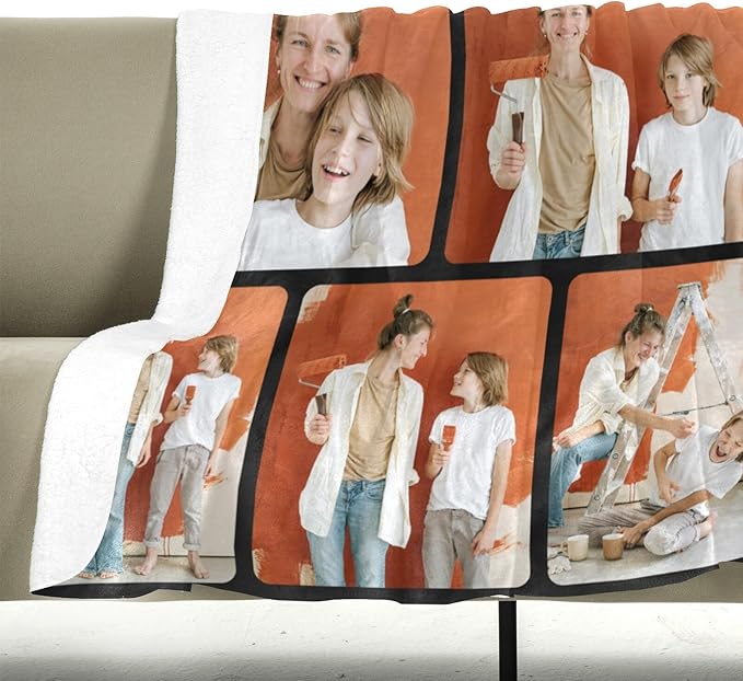 Custom Blankets with Photos for Family, Personalized Picture Blanket, Customized Blankets with Picture as Gifts for Chrimstas Birthday Mothers Day Fathers Day