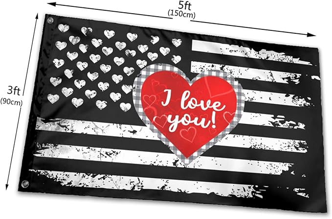I Love You Flag 3x5 Ft Outdoor Indoor Heart Flag With Grommet Garden Yard Banner Decorative Sign