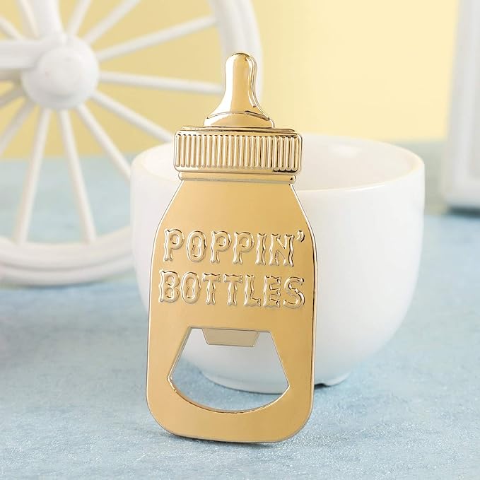 16 Pack Bottle Opener Baby Shower Favor, Cute Poppin Bottle Shaped Bottle Opener Favors for Baby Shower Souvenir Supplies and Decorations for Boy or Girl (White, 16)