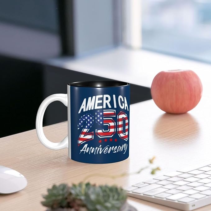 USA 250TH 1 250th 11oz Ceramic Mug Cute Coffee Mugs Tea Cup with Handle for Office and Home Gift for Men Women