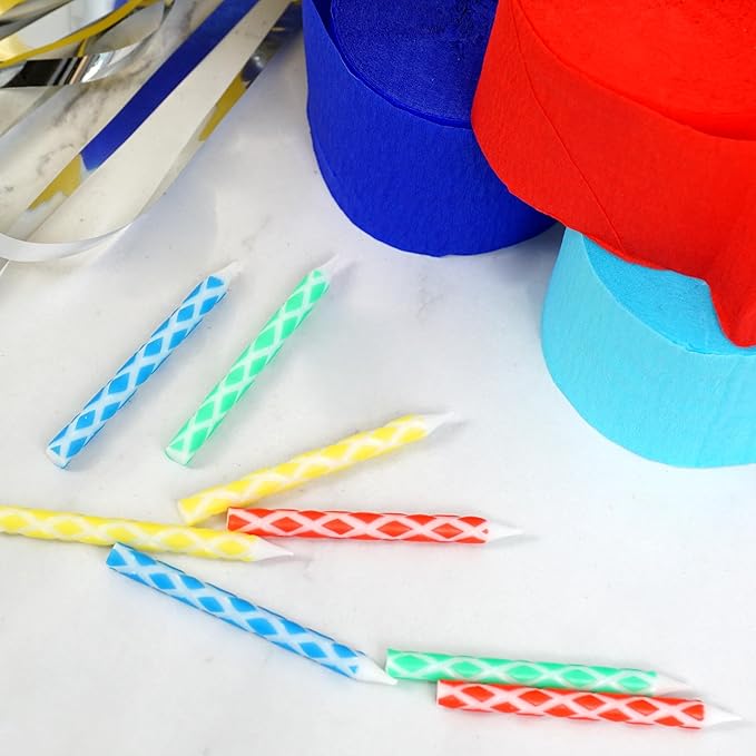 140-Count Birthday Candles Multicolored Diamond, Birthday Candles for Cake, Cupcake Candles, Party Celebration