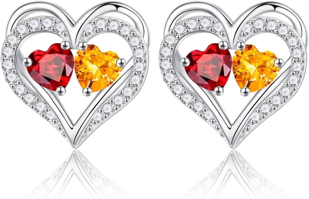 Iefil Valentines Day Gifts for Her - 925 Sterling Silver Birthstone Earrings, Anniversary Birthday Gifts for Women Wife Girlfriend Mom