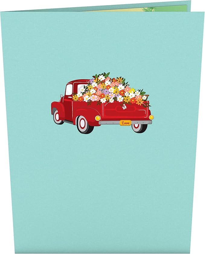 Lovepop Garden Truck Pop Up Card - 3D Floral Card, Mother's Day Card, Birthday Card, Spring Card