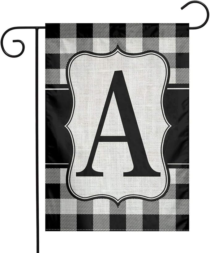 YANGHOME Monogram Initial A Burlap Garden Porch Lawn Flag Farmhouse Decorations Mailbox Decor Welcome Sign 12x18 Inch Small Mini Size Double Sided Flax Nylon Linen Fabric