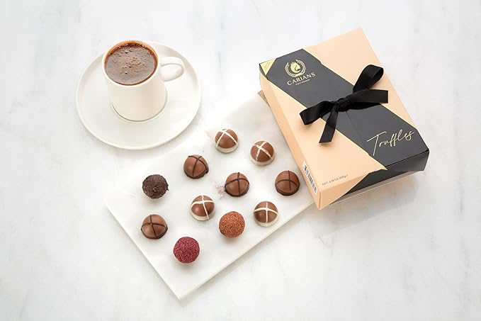 CARIANS Chocolate Gourmet Truffles Box, Chocolate Gift Box, Box of Candy, Assorted Luxury Chocolate Basket, Dark, Milky, Hazelnut Truffles, Holiday Chocolate, Valentine's Day, Great for Gift Giving and Anniversary