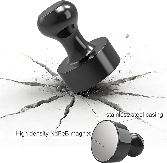 Tiergrade Metallic Magnets, Refrigerator Magnets, 20 Pack Black Magnetic Push Pins, Strong Fridge Magnets, Multi-use Whiteboard Magnets Perfect for Kitchen Office Classroom