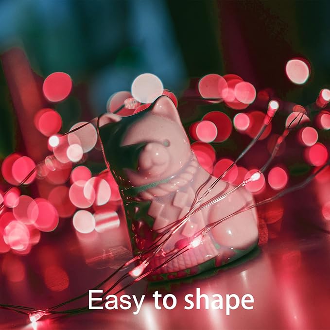 Yiaht 12 Pack Fairy Lights Battery Operated String Lights 7 Feet 20 Led Waterproof Christmas Lights Silver Wire Firefly Starry Moon Lights for Bedroom Red