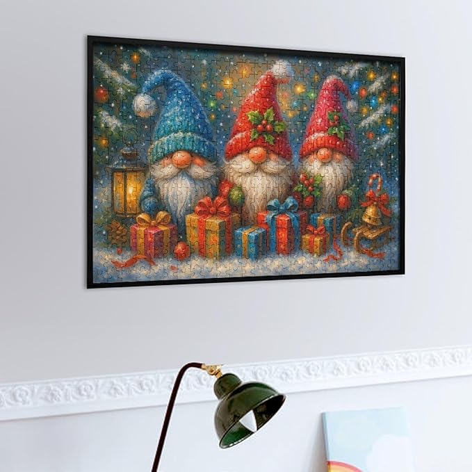 The Joyful Christmas Gnome 1000-Piece Wooden Jigsaw Puzzle, Festive Fun Puzzle, Holiday Entertainment, Mindful Leisure Time, Cozy Winter Relaxation, for Adults and Kids