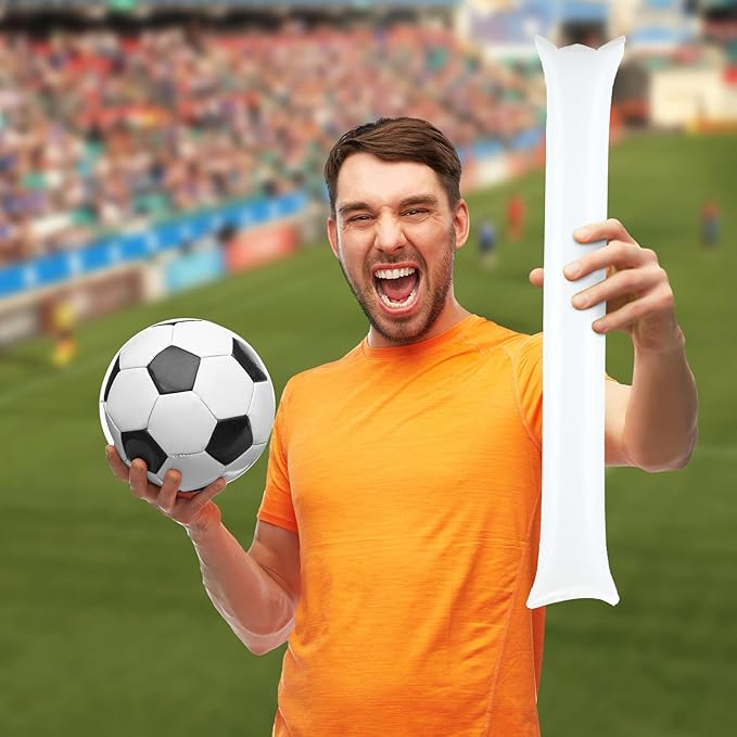 Thunder 150 Pcs White Sticks Team Spirit Boom Sticks Cheering Noise Makers Plastic Cheerleading Spirit Stick Bam Inflatable Noisemakers Cheer Noisemakers Stick for Football Game Party Sport Events