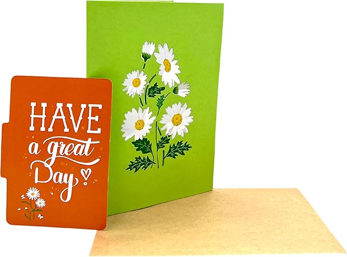 Pop Up Greeting Card Blooming White Daisy Field Flower Card Daisy Gift Spring Floral Mother's Day Thank You Birthday Celebration