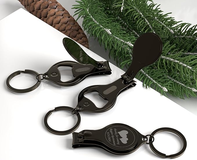 30pcs Personalized 4 in 1 Multi Function Bottle Opener, Black Nail Clipper, Wedding Favors Brewery, Private Customized, Multitool Gifts for Men