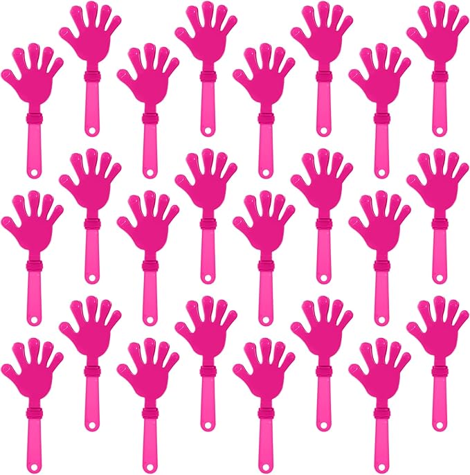 24 Pcs Hot Pink Hand Clappers 7.5 Inch Clappers Noisemakers Noise Makers Party Favors Plastic Party Clapper for Sporting Events Cheers Ball Dance Basketball Football Noisemakers（Hot Pink）