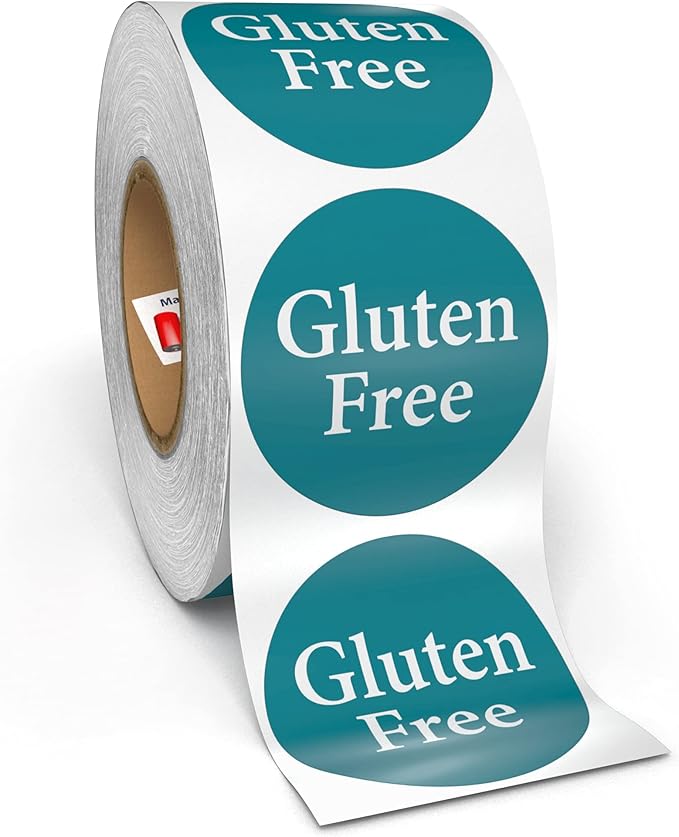 Kenco Allergen Warning Stickers - 1" Circle Label, 1,000 Allergy Warning Labels Per Roll in Universal Allergy Awareness Colorway (12 Pack, Gluten Free)