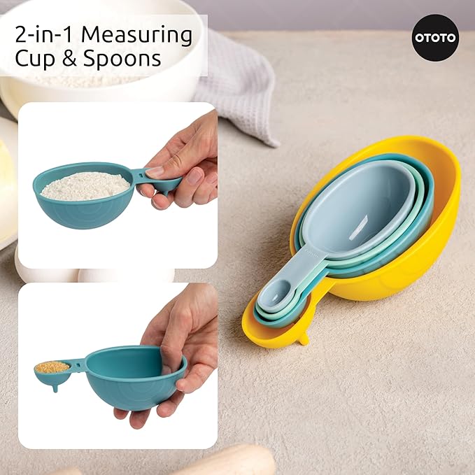 OTOTO Measuring Spoons Set - Teaspoons for Dry & Liquid Ingredients, BPA-free & Dishwasher Safe, Funny Gifts, Baking Accessories, Unique Kitchen Gadgets (Shelly)