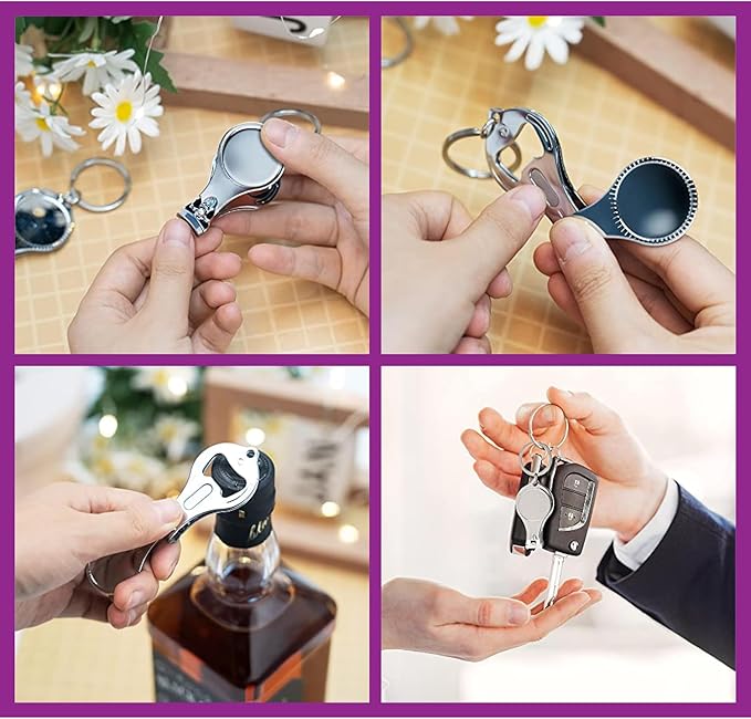 30PCS Customizable Nail Clipper Bottle Opener Keychain – Personalized Colorful Text/Logo Party Favors for Weddings, Bars, Breweries Corporate Promotion Anniversaries, Christmas, Baptism, Travel