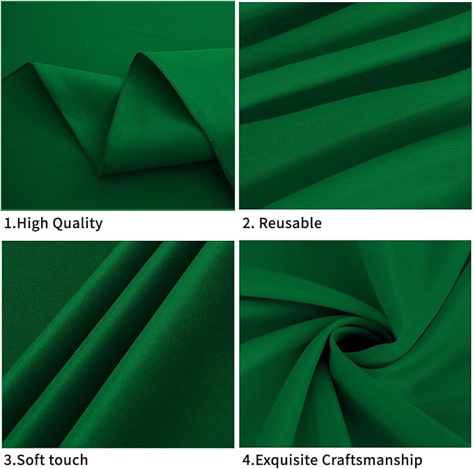 Hunter Green 6 Pack Polyester Table Cloth 60 x 84 Inch, Rectangle Tablecloths for 6 Foot Tables Washable Table Cloth for Party Wedding