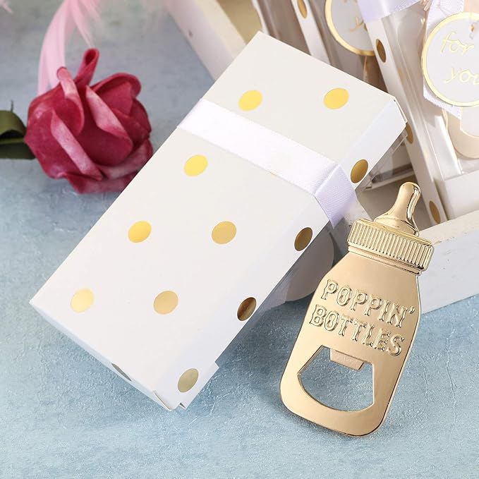 48 Pack Bottle Opener Baby Shower Favor For Guest,Cute Poppin Bottle Shaped Bottle Opener Favors for Baby Shower Souvenir Supplies and Decorations For Boy or Girl,Wedding Favor for Guest(White, 48)