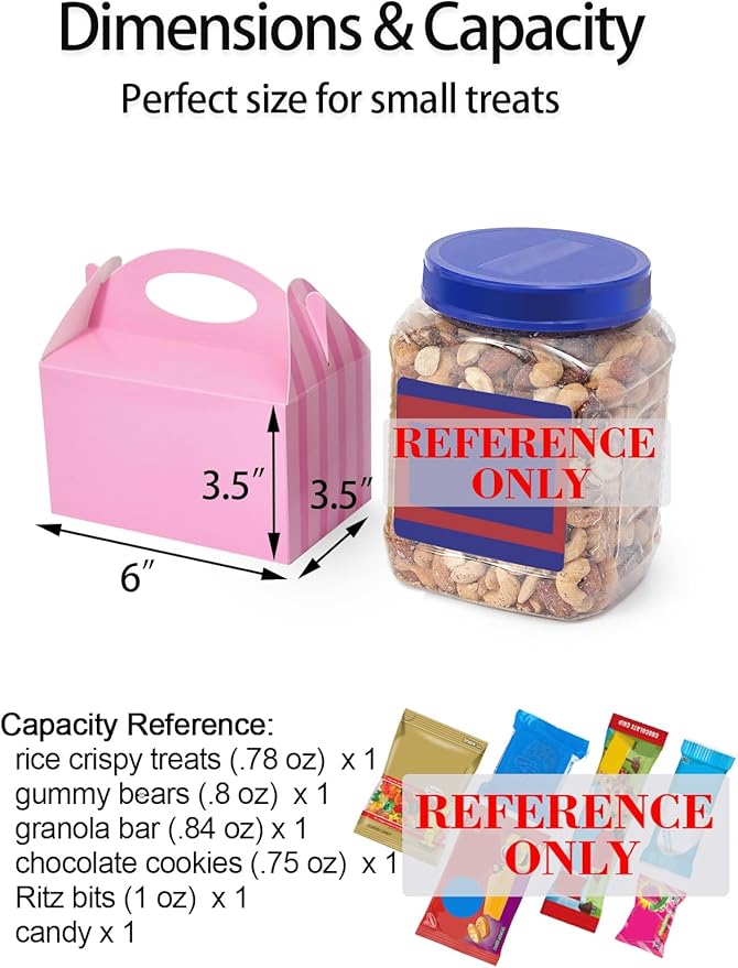 Pink and Blue Happyhiram Party Favor Boxes 12 Pcs for Gender Reveal Party Decoration, Handle Treat Boxes Gable Boxes 6" Tall for Centerpieces at Baby showers Kids Birthday Mini Gift Boxes for Boys and Girls