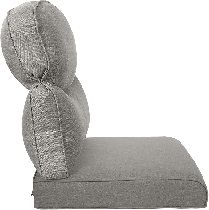 Pop 22x25/22x24 Outdoor Replacement Cushions - 1 Set High Back Deep Seat Patio Furniture Cushion for Wicker Dining Swivel Rocking Chairs Rattan Loveseat Couch Sectional Sofa - Grey/Smile